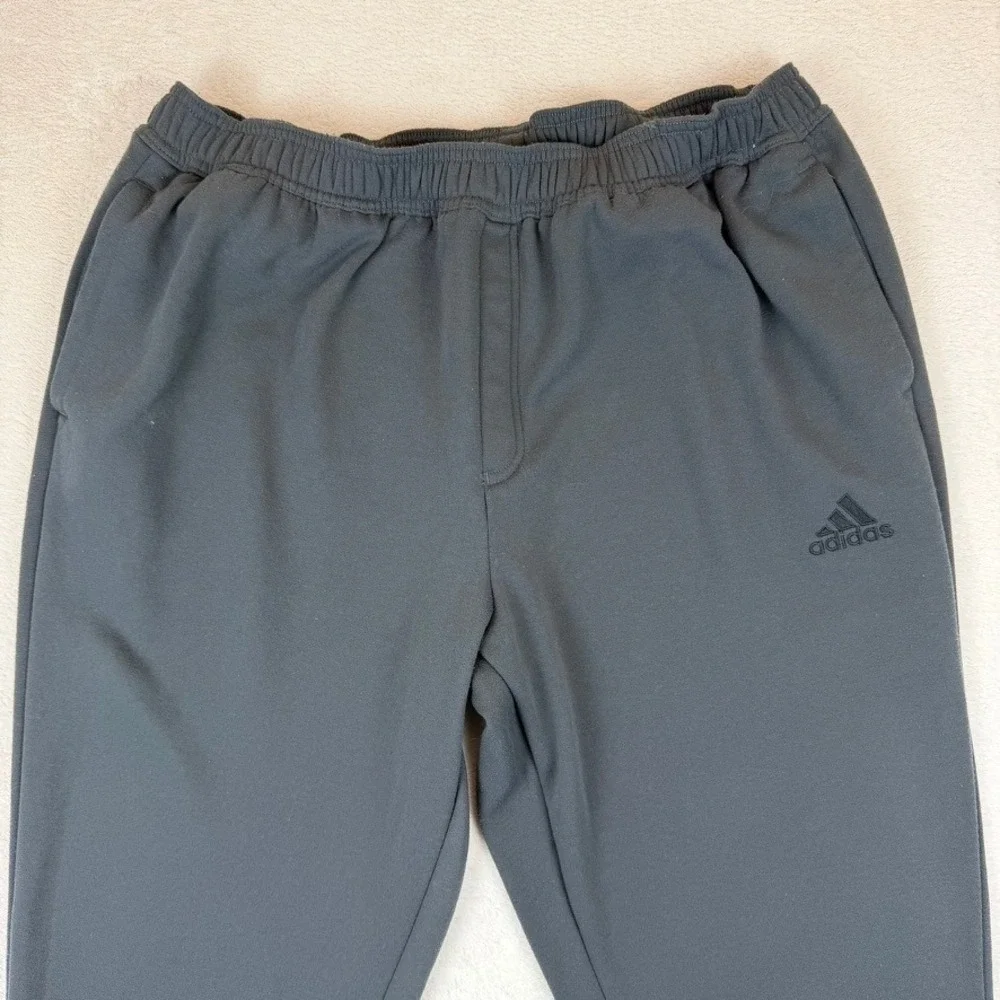 Adidas‎ Mens Fleece Lined Track Pants Gray Joggers 2XL JC6022 Zip Ankle